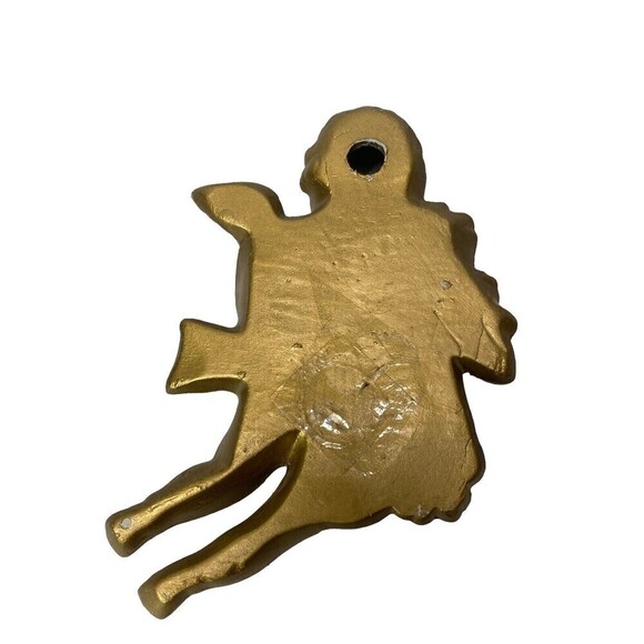 Vintage 2 Lee Wards Gold Cherub Angel Wall Hanging Plaque Chalkware 8” Long - Picture 8 of 16
